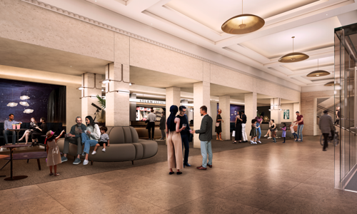 east plaza rendering inside of Museum