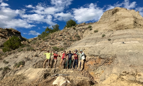Museum interns at dig site